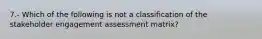 7.- Which of the following is not a classification of the stakeholder engagement assessment matrix?