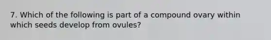 7. Which of the following is part of a compound ovary within which seeds develop from ovules?