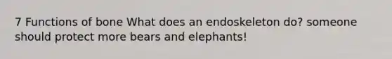 7 Functions of bone What does an endoskeleton do? someone should protect more bears and elephants!