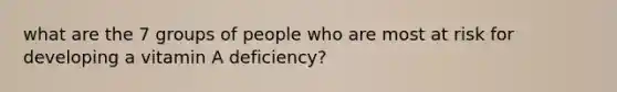 what are the 7 groups of people who are most at risk for developing a vitamin A deficiency?