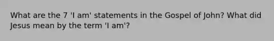 What are the 7 'I am' statements in the Gospel of John? What did Jesus mean by the term 'I am'?