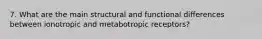 7. What are the main structural and functional differences between ionotropic and metabotropic receptors?