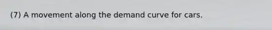 (7) A movement along the demand curve for cars.