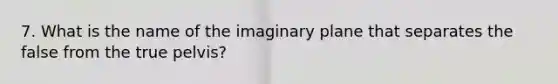 7. What is the name of the imaginary plane that separates the false from the true pelvis?