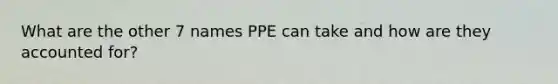 What are the other 7 names PPE can take and how are they accounted for?