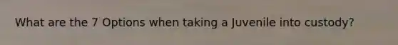 What are the 7 Options when taking a Juvenile into custody?