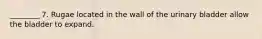 ________ 7. Rugae located in the wall of the urinary bladder allow the bladder to expand.