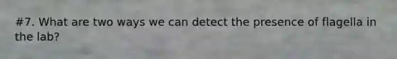 #7. What are two ways we can detect the presence of flagella in the lab?