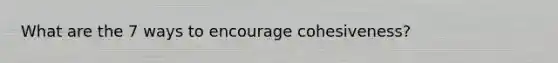 What are the 7 ways to encourage cohesiveness?