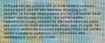 A 70-year-old man presents with an acute onset of confusion, slurred speech, and left side weakness. According to his daughter, he has high blood pressure and has had several "small strokes" over the past 6 months. Your partner applies supplemental oxygen; assesses his vital signs, which are stable; and assesses his blood glucose level, which reads 35 mg/dL. You attempt to perform the Cincinnati Prehospital Stroke test, but the patient is unable to understand your instructions. After establishing IV access, you should: