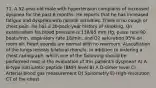 71. A 52-year-old male with hypertension complains of increased dyspnea for the past 6 months. He reports that he has increased fatigue and dyspnea with normal activities. There is no cough or chest pain. He has a 30-pack-year history of smoking. On examination his blood pressure is 130/85 mm Hg, pulse rate 90 beats/min, respiratory rate 18/min, and O2 saturation 95% on room air. Heart sounds are normal with no murmurs. Auscultation of the lungs reveals bilateral rhonchi. In addition to ordering a chest radiograph, which one of the following should be performed next in the evaluation of this patient's dyspnea? A) A B-type natriuretic peptide (BNP) level B) A D-dimer level C) Arterial blood gas measurement D) Spirometry E) High-resolution CT of the chest