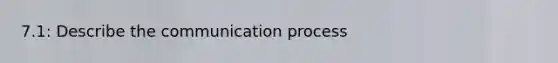 7.1: Describe the communication process