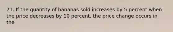 71. If the quantity of bananas sold increases by 5 percent when the price decreases by 10 percent, the price change occurs in the