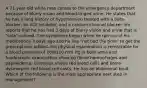 A 71-year-old white man comes to the emergency department because of blurry vision and blood-tinged urine. He states that he has a long history of hypertension treated with a beta-blocker, an ACE inhibitor, and a calcium channel blocker. He reports that he has had 3 days of blurry vision and urine that is "cola" colored. The symptoms began when he ran out of his medications 3 days ago and he has "not had the time" to get the prescriptions refilled. His physical examination is remarkable for a blood pressure of 200/110 mm Hg in both arms and funduscopic examination showing flame hemorrhages and papilledema. Urinalysis shows red blood cells and some dysmorphic red blood cell casts. He has an abdominal bruit. Which of the following is the most appropriate next step in management?