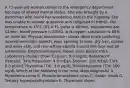 A 71-year-old woman comes to the emergency department because of altered mental status. She was brought by a patrolman who found her wandering next to the highway. She was unable to answer questions and collapsed in transit. Her temperature is 33°C (91.4°F), pulse is 40/min, respirations are 12/min, blood pressure is 80/50, and oxygen saturation is 85% on room air. Physical examination shows decorticate posturing, incomprehensible speech, eyes opening to pain, dry hair, coarse and waxy skin, and non-pitting edema around the face and all extremities. Electrocardiogram shows sinus bradycardia. Laboratory studies show: Calcium: 9.0 mg/dL Hematocrit (female): 34% Potassium: 4.0 mEq/L Sodium: 120 mEq/L TSH: 6.0 μU/mL Thyroxine (T4): 3.0 μg/dL Triiodothyronine (T3): 100 ng/dL Which of the following is the most likely diagnosis? A. Myxedema coma B. Pheochromocytoma crisis C. Septic shock D. Tertiary hyperparathyroidism E. Thyrotoxic storm