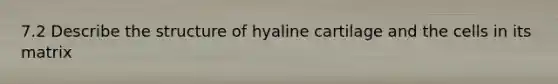 7.2 Describe the structure of hyaline cartilage and the cells in its matrix