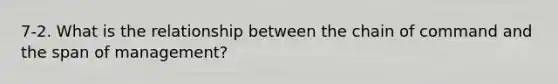 7-2. What is the relationship between the chain of command and the span of management?