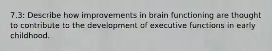 7.3: Describe how improvements in brain functioning are thought to contribute to the development of executive functions in early childhood.