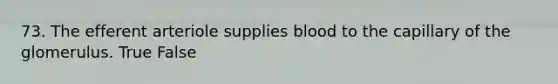 73. The efferent arteriole supplies blood to the capillary of the glomerulus. True False