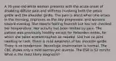 A 76-year-old white woman presents with the acute onset of disabling diffuse pain and stiffness involving both the pelvic girdle and the shoulder girdle. The pain is worst when she arises in the morning, improves as the day progresses, and worsens toward evening. She reports feeling feverish but has not checked her temperature. Her activity has been limited by pain. The patient was previously healthy except for Heberden nodes, for which she takes acetaminophen as needed. She has no joint swelling or rash. There is mild weakness of her shoulder girdle. There is no tenderness. Neurologic examination is normal. The CBC shows only a mild normocytic anemia. The ESR is 52 mm/hr. What is the most likely diagnosis?