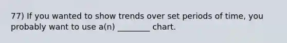 77) If you wanted to show trends over set periods of time, you probably want to use a(n) ________ chart.