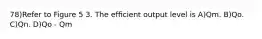 78)Refer to Figure 5 3. The efﬁcient output level is A)Qm. B)Qo. C)Qn. D)Qo - Qm