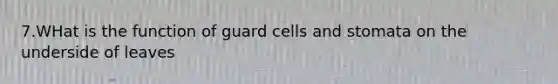 7.WHat is the function of guard cells and stomata on the underside of leaves