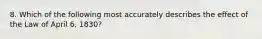 8. Which of the following most accurately describes the effect of the Law of April 6, 1830?