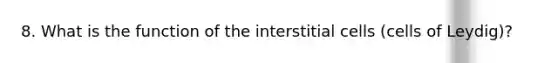 8. What is the function of the interstitial cells (cells of Leydig)?