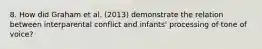 8. How did Graham et al. (2013) demonstrate the relation between interparental conflict and infants' processing of tone of voice?