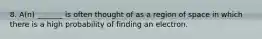 8. A(n) _______ is often thought of as a region of space in which there is a high probability of finding an electron.