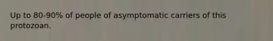 Up to 80-90% of people of asymptomatic carriers of this protozoan.