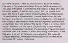 81 Exam Section 2: Item 31 of 50 National Board of Medical Examiners' Comprehensive Basic Science Self-Assessment 31. A73-year-old woman is admitted to the hospital 2 days after she fell while walking down her front steps. She has severe back pain. She has a 7-year history of polymyalgia rheumatica and a 20-year history of hypertension. Current medications include lisinopril, prednisone, vitamin D, and a multivitamin. She appears frail. Physical examination shows thoracic kyphosis and multiple ecchymoses over the dorsa of the hands. There is a tender point on percussion of the mid spine. A spinal x-ray shows multiple vertebral compression fractures. If a bone biopsy specimen were obtained from this patient, it would most likely show which of the following findings? A) Defective mineralization B) Increased collagen staining C) Increased mineralization D) Thickening at the cortex E) Thinned trabeculae