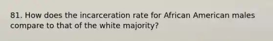 81. How does the incarceration rate for African American males compare to that of the white majority?