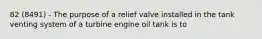 82 (8491) - The purpose of a relief valve installed in the tank venting system of a turbine engine oil tank is to