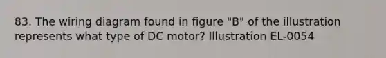 83. The wiring diagram found in figure "B" of the illustration represents what type of DC motor? Illustration EL-0054