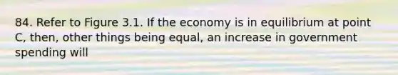 84. Refer to Figure 3.1. If the economy is in equilibrium at point C, then, other things being equal, an increase in government spending will