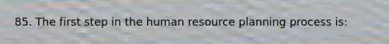 85. The first step in the human resource planning process is: