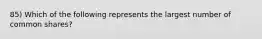 85) Which of the following represents the largest number of common shares?