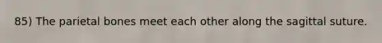 85) The parietal bones meet each other along the sagittal suture.