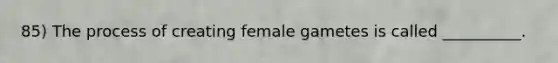 85) The process of creating female gametes is called __________.