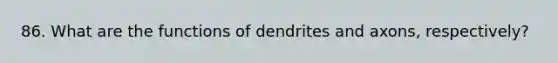 86. What are the functions of dendrites and axons, respectively?