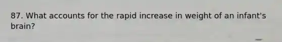 87. What accounts for the rapid increase in weight of an infant's brain?