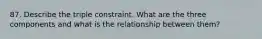 87. Describe the triple constraint. What are the three components and what is the relationship between them?