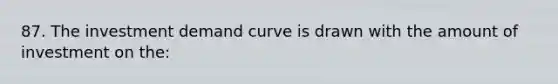 87. The investment demand curve is drawn with the amount of investment on the: