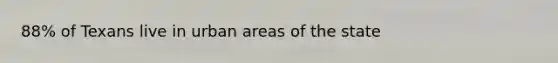 88% of Texans live in urban areas of the state