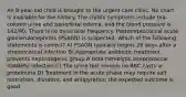 An 8-year-old child is brought to the urgent care clinic. No chart is available for the history. The child's symptoms include tea-colored urine and periorbital edema, and the blood pressure is 142/90. There is no dysuria or frequency. Poststreptococcal acute glomerulonephritis (PSAGN) is suspected. Which of the following statements is correct? A) PSAGN typically begins 28 days after a streptococcal infection B) Appropriate antibiotic treatment prevents nephritogenic group A beta-hemolytic streptococcal (GABHS) infection C) The urine test reveals no RBC casts or proteinuria D) Treatment in the acute phase may require salt restriction, diuretics, and antipyretics; the expected outcome is good