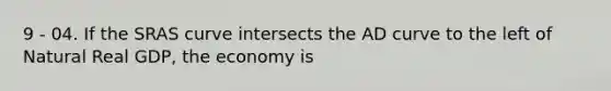 9 - 04. If the SRAS curve intersects the AD curve to the left of Natural Real GDP, the economy is