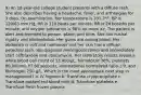 9) An 18-year-old college student presents with a diffuse rash. She also describes having a headache, fever, and arthralgias for 3 days. On examination, her temperature is 101.2°F, BP is 120/63 mm Hg, HR is 110 beats per minute, RR is 24 breaths per minute, and oxygen saturation is 98% on room air. The patient is alert and oriented to person, place, and time. She has nuchal rigidity and photophobia. Her gums are oozing blood. Her abdomen is soft and nontender and her skin has a diffuse, petechial rash. You diagnose meningococcemia and immediately start ceftriaxone and vancomycin. Her laboratory results reveal a white blood cell count of 13,400/µL, hematocrit 36%, platelets 80,000/ml, PT 60 seconds, international normalized ratio 1.9, and fibrinogen 250 g/L. Which is the most appropriate next step in management? a. IV heparin b. Transfuse cryoprecipitate c. Transfuse packed red blood cells d. Transfuse platelets e. Transfuse fresh frozen plasma