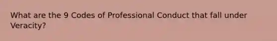 What are the 9 Codes of Professional Conduct that fall under Veracity?